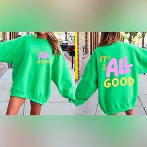 33 medium gildan preloved it’s all good crewneck sweatshirt green euc